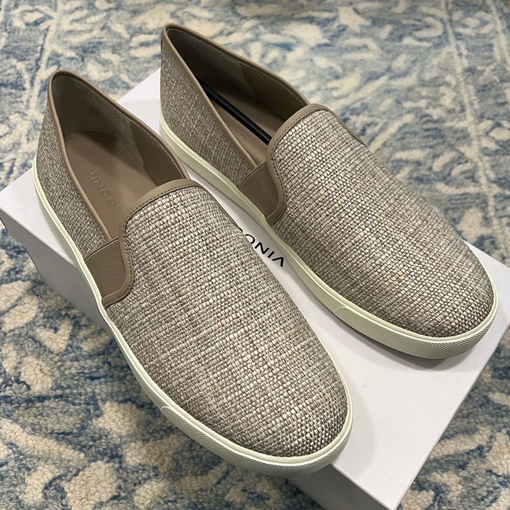 NIB Vince Preston - B Beige Linen Natecru Sneakers Loafers Shoes 9.5 M